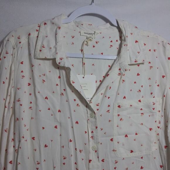 Beachlunchlounge Caroline Heart Long Sleeve Button Up Blouse Size 1X - Picture 3 of 9